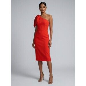Dress the Population Tiffany Womens XL Poppy One Shoulder Bow Midi Sheath NWT